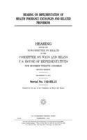 Hearing on implementation of health insurance exchanges and related provisions