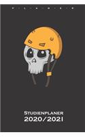 Totenkopf mit Skatinghelm Studienplaner 2020/21: Semesterplaner (Studentenkalender) für alle Liebhaber und Fans des schnellen Sports auf Rädern