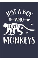 Just A Boy Who Loves Monkeys Notebook - Gift for Monkey Lovers - Monkey Journal