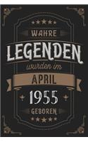 Wahre Legenden wurden im April 1955 geboren: Vintage Geburtstag Notizbuch - individuelles Geschenk für Notizen, Zeichnungen und Erinnerungen - liniert mit 100 Seiten