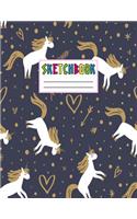 Sketcbook: Cute Unicorn Kawaii Sketch Book for Girls, Kids, Teens, Women (Perfect for Sketching, Drawing, Doodling, Journal, Note Pad, Birthday Party Favors)