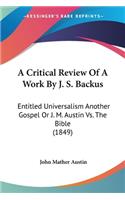 Critical Review Of A Work By J. S. Backus