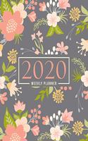 2020 Weekly Planner: January 1, 2020 to December 31, 2020: Weekly & Monthly View Planner, Organizer & Diary: Pink & Green Florals on Grey 843-3