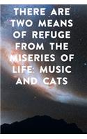 There are two means of refuge from the miseries of life music and cats