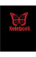 Notebook Red Motht - Large (8.5 x 11 inches) - 120 Pages- Black Cover