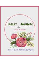 Bullet Journal and Year Planner Free 12 coloring pages: Dot Matrix Bullet Journal /Yearly planner/Monthly planning/ Notebook/ Coloring book