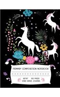 Primary Composition Notebook: Unicorn Grade K-2 Journal With Picture Box And Dotted Midline