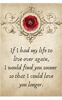 If I Had My Life to Live Over Again, I Would Find You Sooner: Valentines Day Anniversary Gift Ideas .- Lined Notebook Writing Journal