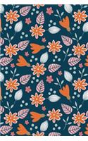 Journal Notebook Orange Leafy Pattern: 110 Page Plain Blank Journal For Drawing, Writing, Doodling In Portable 6 x 9 Size(17 My Favorite Plain Journal)
