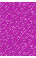 Bullet Journal Notebook White Scribbly Hearts Pattern 6: 112 Page Numbered Dot Grid Bullet Journal with Index Pages and Key Pages in Portable 6 X 9 Size.