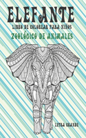 Libro de colorear para niños - Letra grande - Zoológico de animales - Elefante