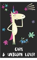 Cars & Unicorn Lover: Blank Lined Notebook Journal Gift Idea