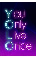 You Only Live Once: Blank Lined Notebook ( Vaporwave ) Purple