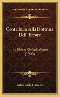 Contributo Alla Dottrina Dell' Errore