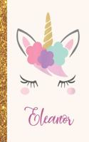 Eleanor: Eleanor Unicorn Personalized Black Paper SketchBook for Girls and Kids to Drawing and Sketching Doodle Taking Note Marble Size 8.5 x 11