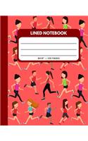 Lined Notebook: Running Jogging Cover 8x10" 120 Pages Wide Ruled Paper, Inspirational Journal & Doodle Diary, School Book Supplies