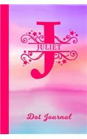 Juliet Dot Journal: Personalized Custom First Name Personal Dotted Bullet Grid Writing Diary - Cute Pink & Purple Watercolor Cover - Daily Journaling for Journalists & 