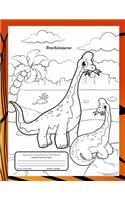 Primary Composition Notebook Handwriting Story Paper: K-2 Grades School Exercise Book - 60 Dotted Mid-Line and Picture Space - 60 Handwriting Practice Sheets - Bonus Pages of Dinosaurs to Color - Brachi