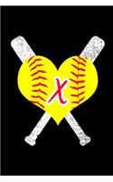 X Monogram Initial Softball Journal