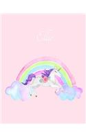 Ellie: Ellie's Name Personalized Cute Unicorn Pink Cover Writing Notebook 50 Wide Ruled Lined Pages 8.5" x 11" Journal for Study Taking Notes Girls Unicorn