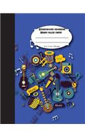 Composition notebook graph ruled paper 8.5 x 11" 200 page 4x4 grid per inch, Blue Music Instruments cover