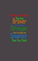 You Are Braver Than You Believe, motivational quote, You Are Braver notebook, 6x9 Journal (Diary, Notebook), Journal for awsome ideas, Lined Notebook/Journal, Composition Book