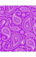 Sketchbook: 8.5x11 Large Blank Drawing Book - Purple Paisley