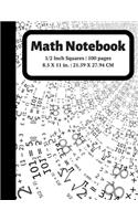 Math Notebook: 1/2 inch Square Graph Paper for Students and Kids, 100 Sheets (Large, 8.5 x 11)(48 Graph Paper Notebooks)