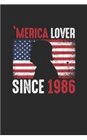 Merica Lover Since 1986: Graph Paper Notebook / Journal (6" X 9" - 5 Squares per inch - 120 Pages) - Gift Idea for American, US Flag, Birthday