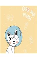 Cat your dreams: Space cat on yellow cover and Dot Graph Line Sketch pages, Extra large (8.5 x 11) inches, 110 pages, White paper, Sketch, Draw and Paint(7 Space Cat on Yellow Notebook)