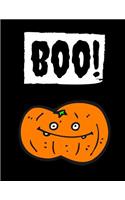 Boo!: Halloween Notebook, Journal, Diary / 100 Pages College Ruled, Black(Halloween Notebooks)