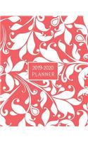 2019-2020 Planner: 18-Month Weekly and Monthly Planner/Calendar for Business Personal School July 2019-Dec 2020 Orange Red with White Leaf Pattern