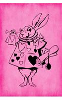 Alice in Wonderland Journal - White Rabbit With Trumpet (Pink)