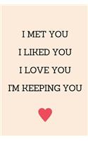 I Met You I Liked You I Love You I'm Keeping You: Anniversary Gifts for Him Funny I Love You Card, Birthday Card, Anniversary Card, Card for Boyfriend Husband Fiance