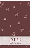 2020 Asthma diary: Dated Asthma symptoms tracker incl. Medications, Triggers, Peak flow meter section and charts, Exercise tracker, Notes pages. 8.5" x 5.5" (Half lett