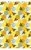 Journal Notebook Honey Bees Pattern 1: 110 Page Plain Blank Journal For Drawing, Writing, Doodling In Portable 6 x 9 Size.(35 Noteworthy Series Unlined)