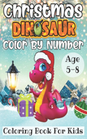 Christmas Dinosaur Color By Number Coloring Book For Kids Age 5-8
