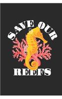 Save Our Reefs: Seahorses Notebook, Graph Paper (6 x 9 - 120 pages) Animal Themed Notebook for Daily Journal, Diary, and Gift