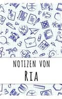 Notizen von Ria: Kariertes Notizbuch mit 5x5 Karomuster für deinen personalisierten Vornamen