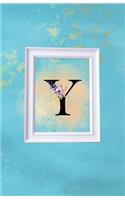 Y: Blue and Gold Wisteria Monogram Journal for Women and Girls 120 page Lined Initial Letter Notebook