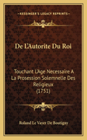 De L'Autorite Du Roi