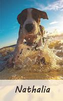Nathalia: Tagebuch / Journal Personalisiertes Notizbuch Nathalia - individuelles Namensbuch mit Hunde Motiv - DIN A5 100 Seiten - liniert
