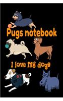 pugs Notebook journal - i love my dogs journal