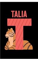 Talia: Animals Coloring Book for Kids, Weekly Planner, and Lined Journal Animal Coloring Pages. Personalized Custom Name Initial Alphabet Christmas or Birt