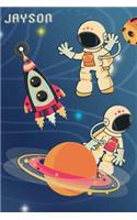 Space Notebook for Jayson: Wide Ruled Composition Book Diary Lined Journal