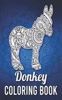Donkey Coloring Book: Featuring 40 Single - Sided Unique Donkey Coloring Pages in Mandala Style with Intricate Patterns to Release Stress - Black Background