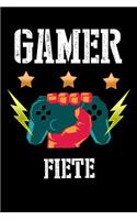 Gamer Fiete: Liniertes Notizbuch für deinen Vornamen