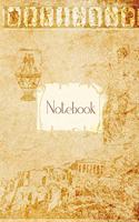 Notebook: Greece Brown Gold Vintage Digital Mixed Media Art Cover - Composition Books - Notebooks - Wide Ruled Line Paper - 120 Pages - Soft Cover