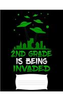 2nd grade is being invaded: by Alien UFO back to school kids Funny college ruled notebook paper for Back to school / composition book notebook, Journal Comp Book