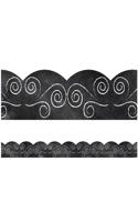 Industrial Cafe Swirls on Chalkboard Scalloped Borders